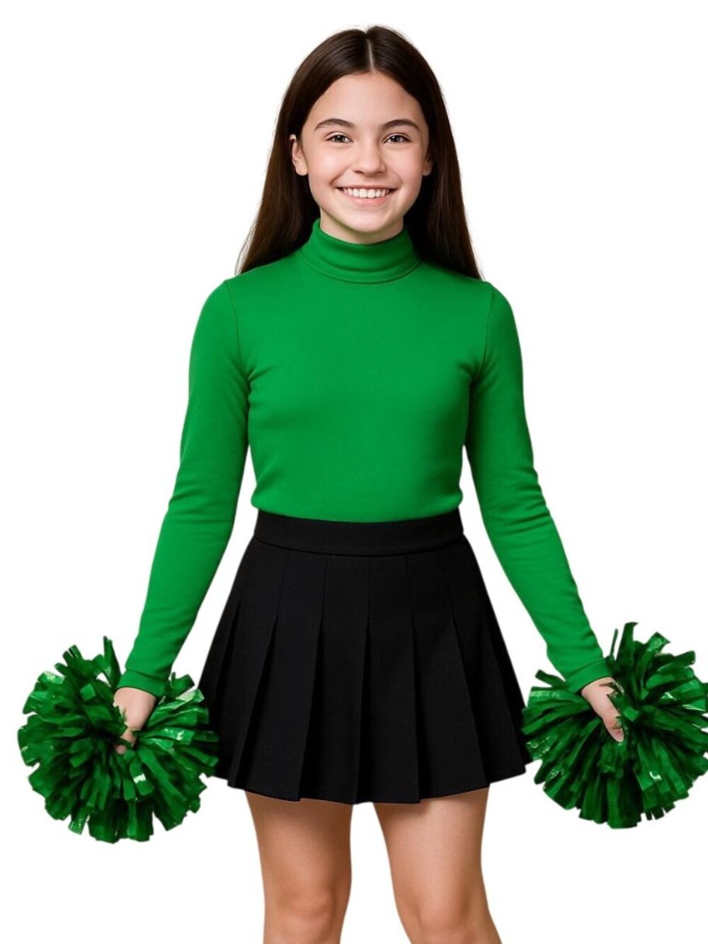 J.B. Bloomers Youth L Kelly Green Cheer Long Sleeve Mock Neck Leotard Bodysuit